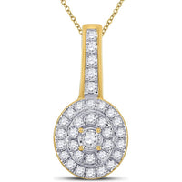 10K Yellow Gold Round Diamond Fashion Pendant with 1/3 Carat Total Weight in G-H Color, I2 Clarity Diamonds