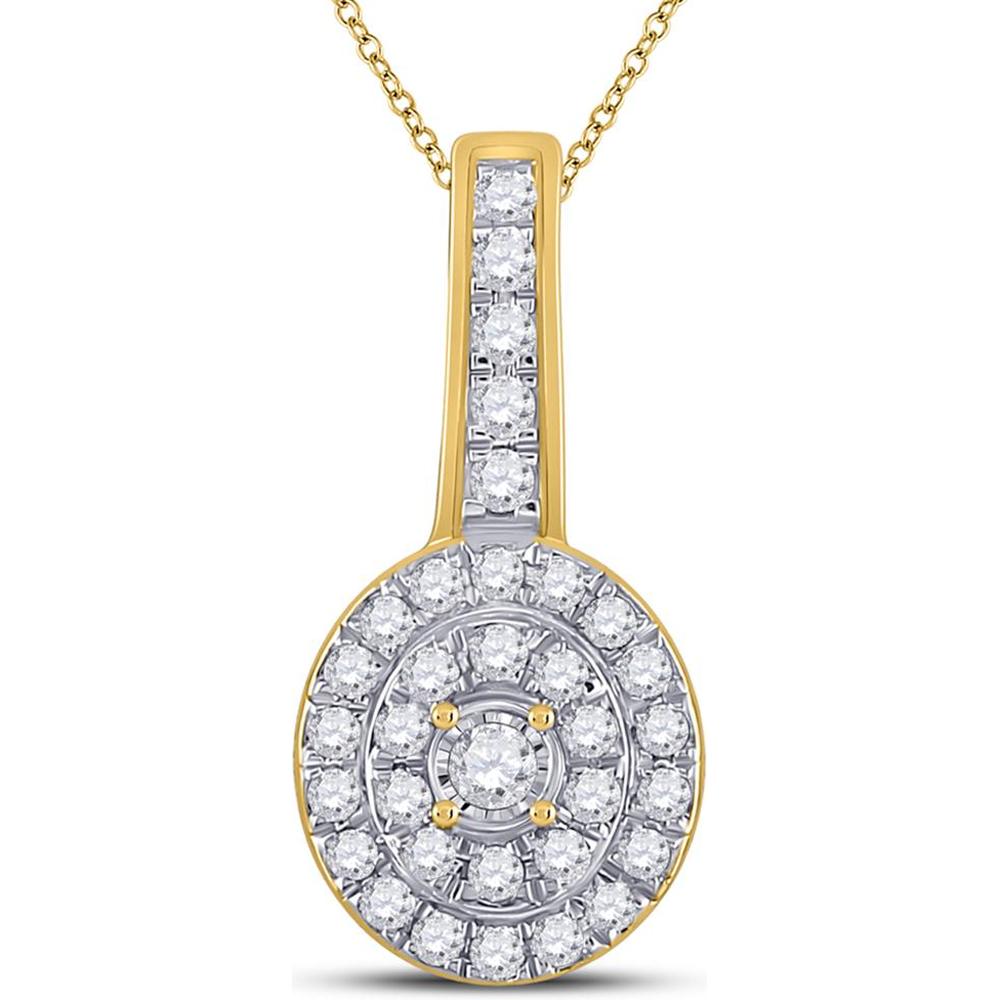 10K Yellow Gold Round Diamond Fashion Pendant with 1/3 Carat Total Weight in G-H Color, I2 Clarity Diamonds