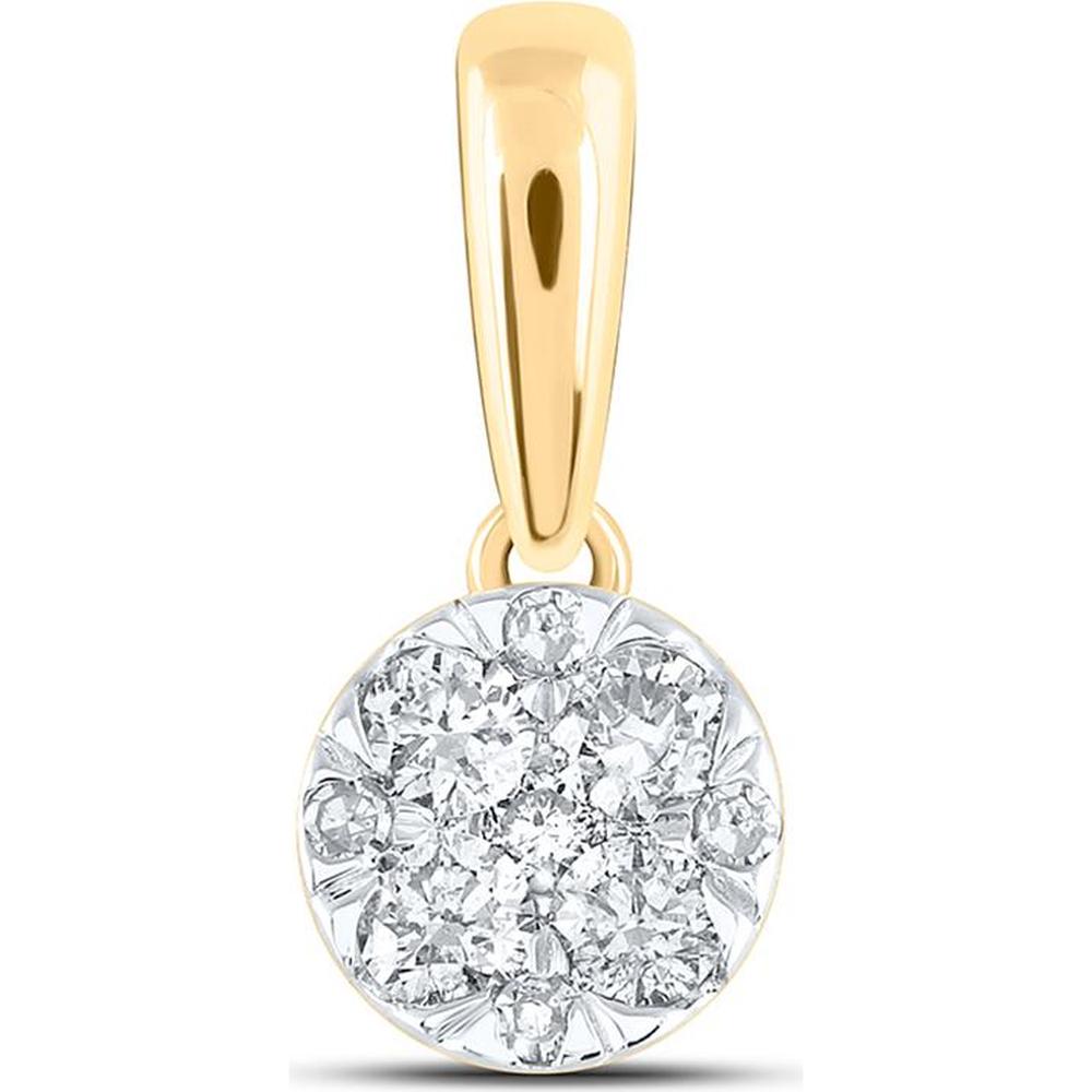 10K Yellow Gold Round Diamond Flower Cluster Pendant - 1/4 Carat Total Diamond Weight