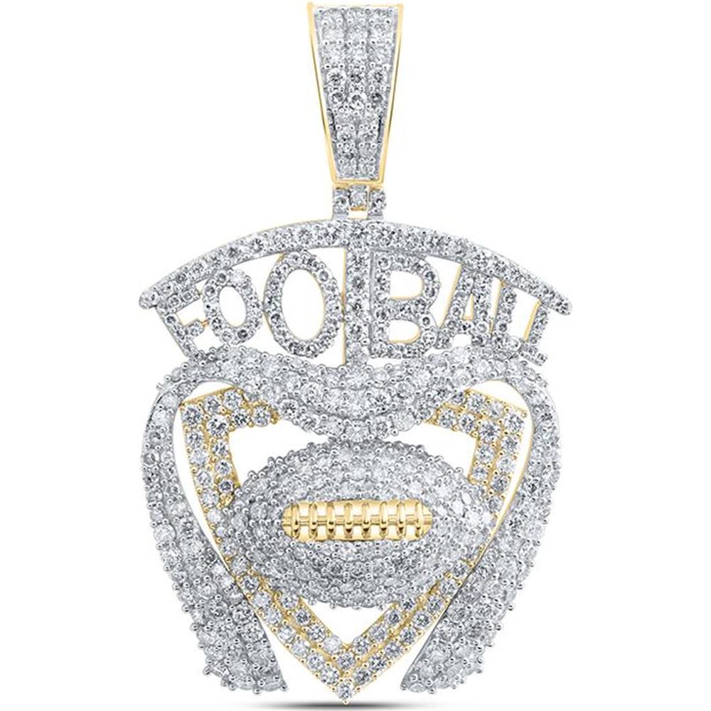 10K Yellow Gold Round Diamond Football Charm Pendant - 3.84 Carat Total Diamond Weight