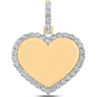 10K Yellow Gold Round Diamond Heart Charm Pendant - 1/10 Carat Total Diamond Weight
