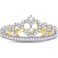 10K Yellow Gold Round Diamond Heart Crown Ring - 1/4 Carat Total Diamond Weight