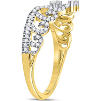 10K Yellow Gold Round Diamond Heart Crown Ring - 1/4 Carat Total Diamond Weight