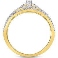 10K Yellow Gold Round Diamond Heart Crown Ring - 1/4 Carat Total Diamond Weight
