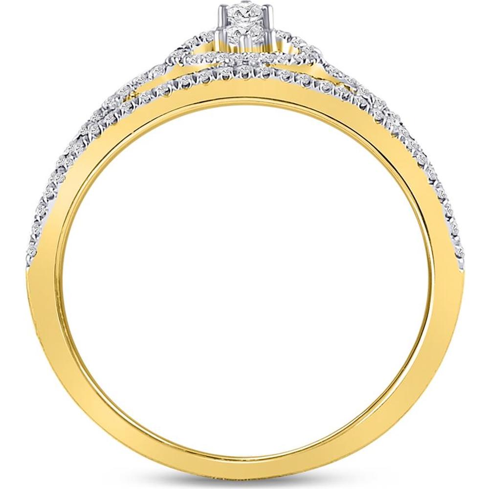 10K Yellow Gold Round Diamond Heart Crown Ring - 1/4 Carat Total Diamond Weight