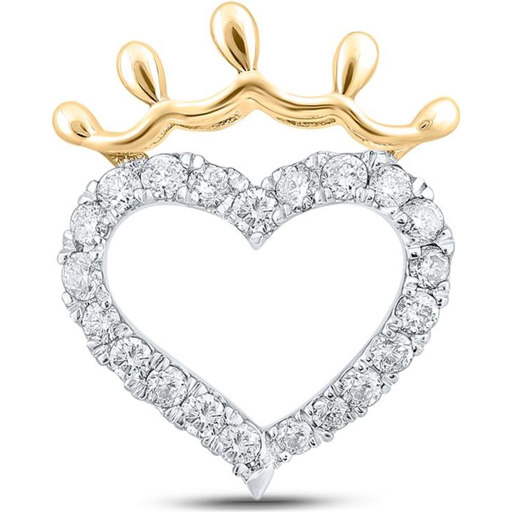 10K Yellow Gold Round Diamond Heart Pendant - 0.25 Carat Total Diamond Weight