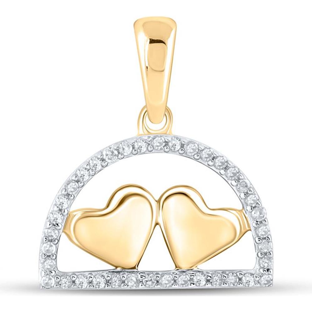 10K Yellow Gold Round Diamond Heart Pendant - 1/10 Carat Total Diamond Weight