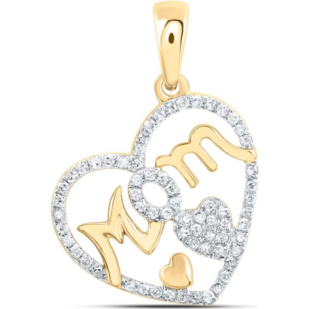10K Yellow Gold Round Diamond Heart Pendant - 1/3 Carat Total Diamond Weight
