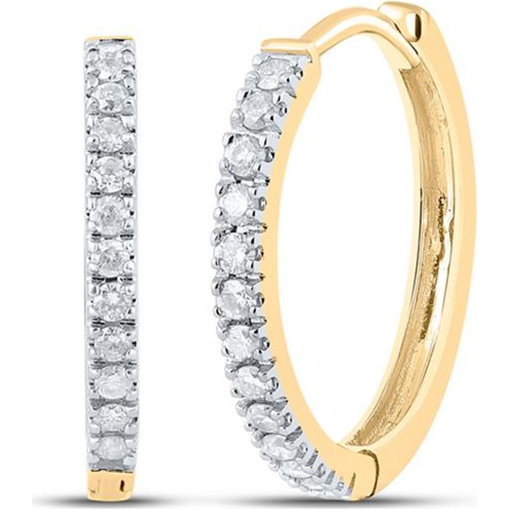 10K Yellow Gold Round Diamond Hoop Earrings - 1/2 Carat Total Diamond Weight