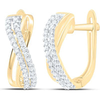 10K Yellow Gold Round Diamond Hoop Earrings with Pave-Set Diamonds - 1/5 Carat Total Diamond Weight