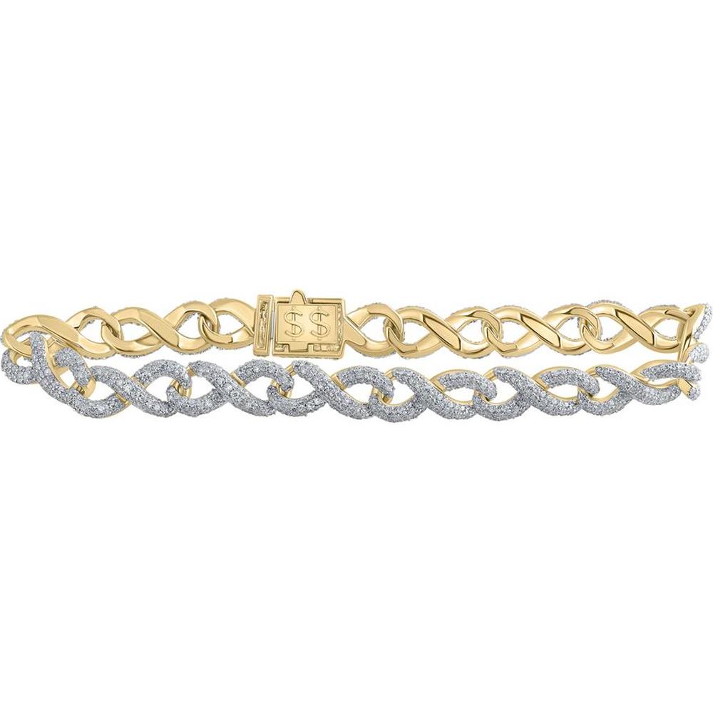 10K Yellow Gold Round Diamond Infinity Link Bracelet - 6.33 Carat Total Diamond Weight
