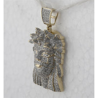 10K Yellow Gold Round Diamond Jesus Face Pendant - 1.75 Carat Total Diamond Weight