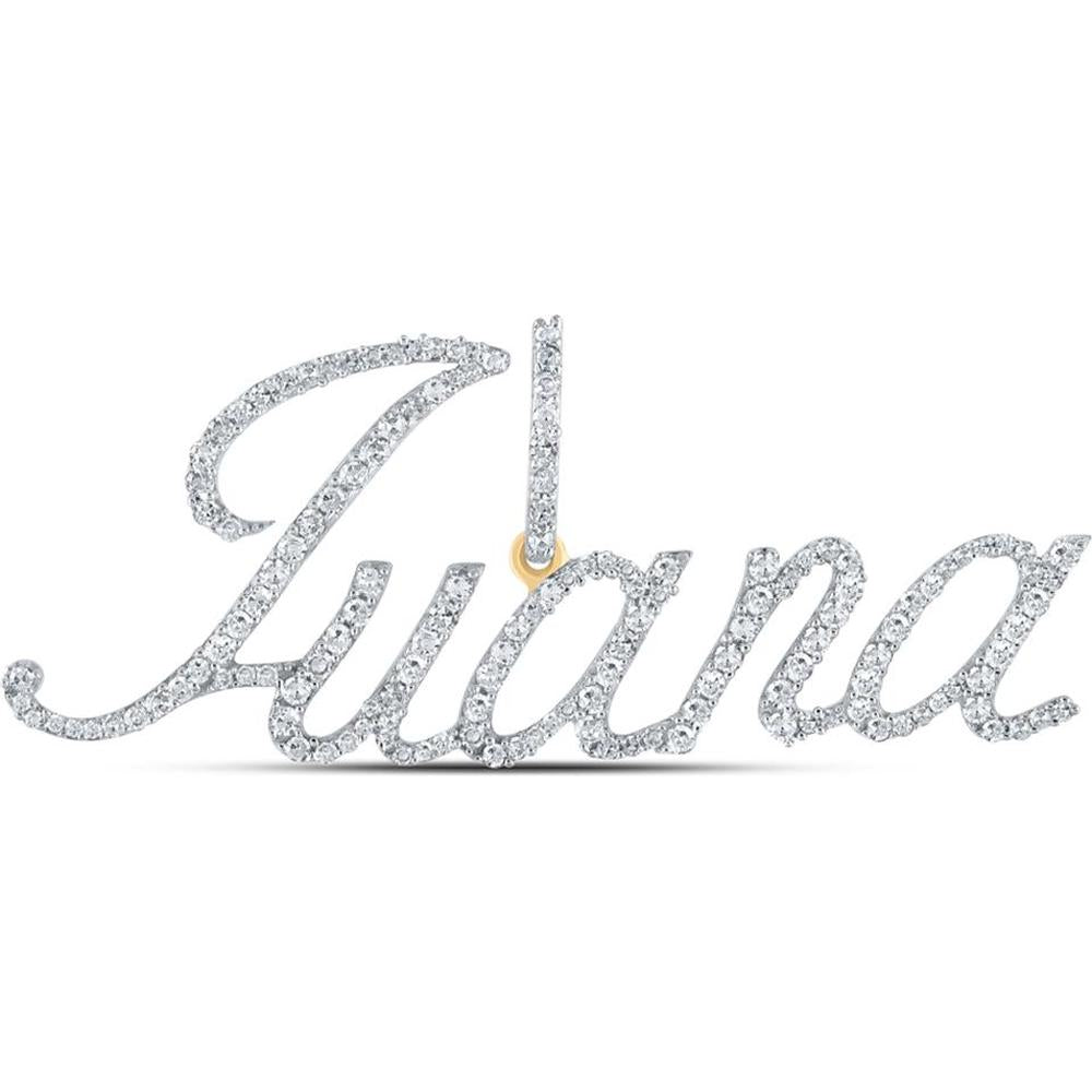 10K Yellow Gold Round Diamond Juana Name Pendant - 3/4 Carat Total Diamond Weight