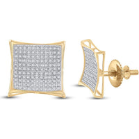 10K Yellow Gold Round Diamond Kite Cluster Earrings - 3/4 Carat Total Diamond Weight