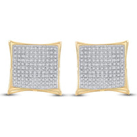 10K Yellow Gold Round Diamond Kite Cluster Earrings - 3/4 Carat Total Diamond Weight