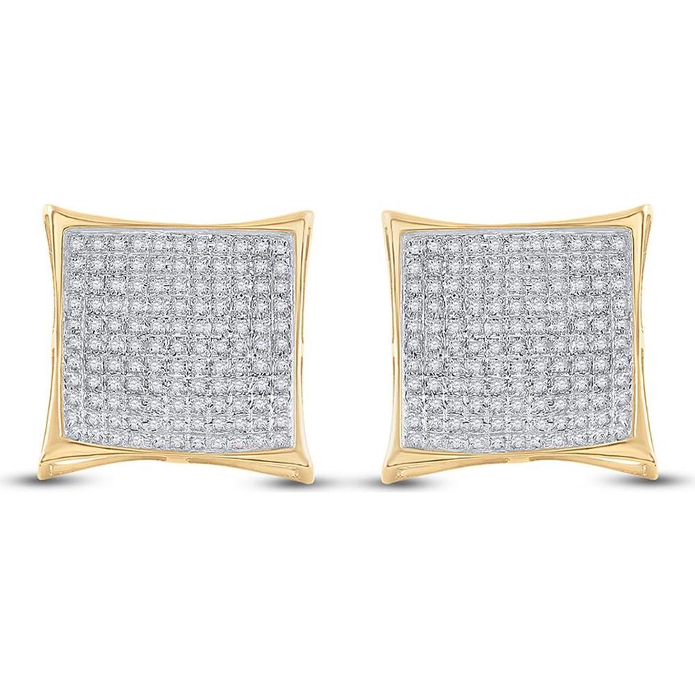 10K Yellow Gold Round Diamond Kite Cluster Earrings - 3/4 Carat Total Diamond Weight