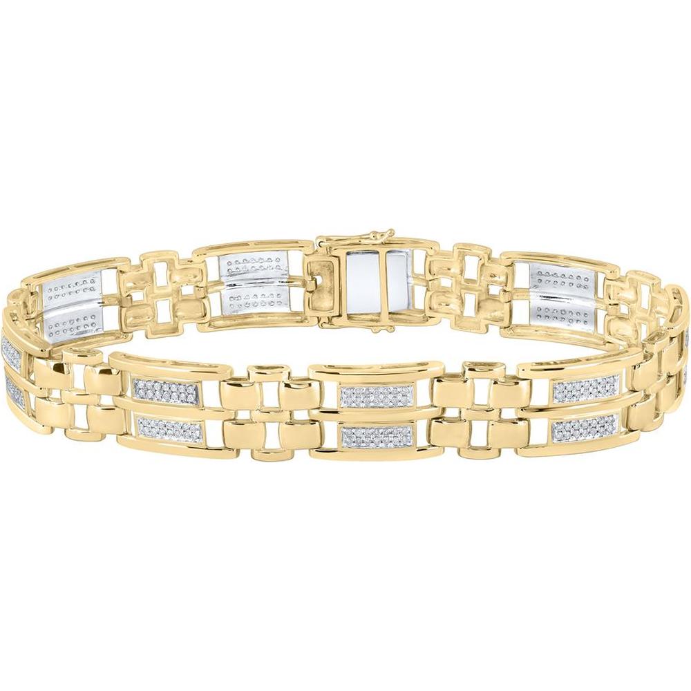 10K Yellow Gold Round Diamond Link Bracelet with 1 Carat Total Diamond Weight