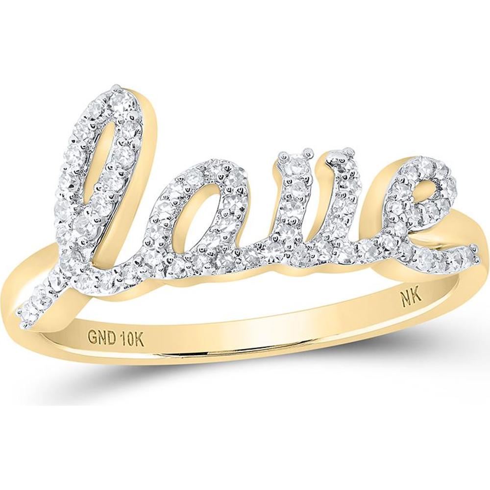 10K Yellow Gold Round Diamond Love Band Ring - 1/4 Carat Total Diamond Weight