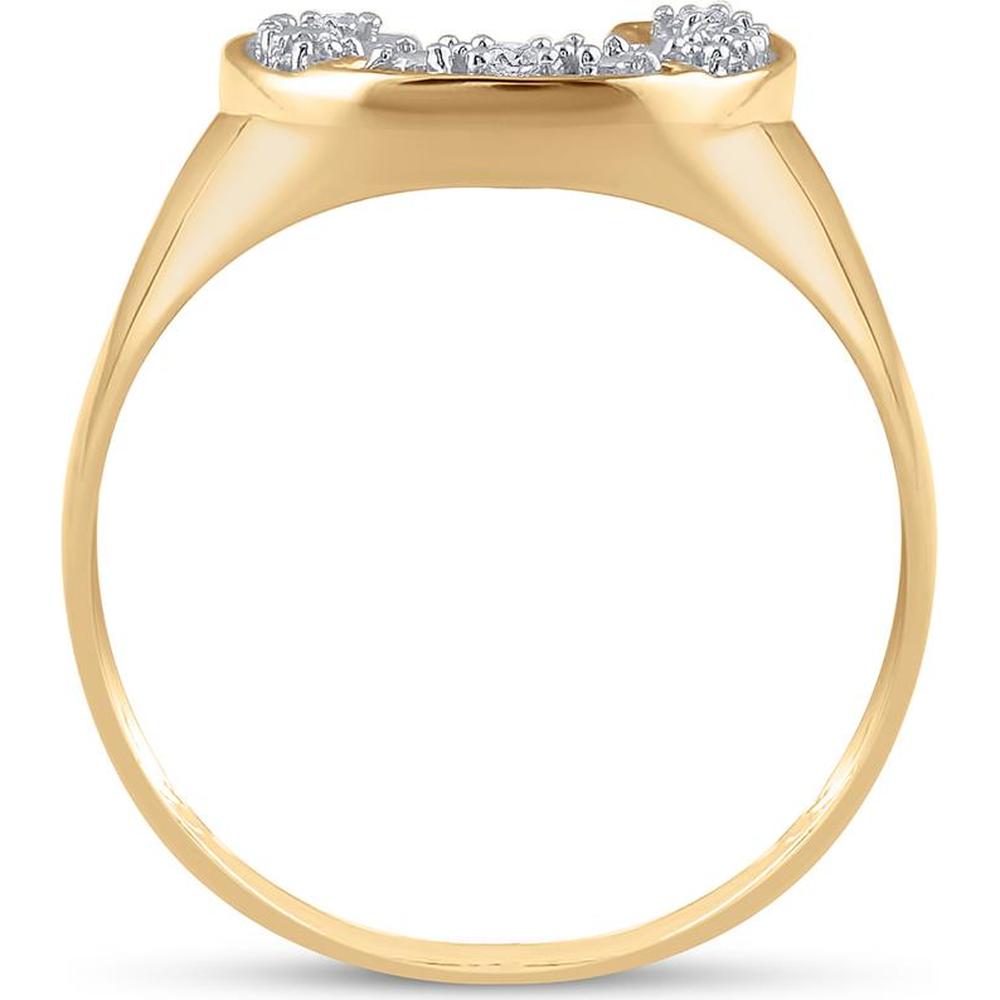10K Yellow Gold Round Diamond Lucky Horseshoe Ring - 1/20 Carat Total Diamond Weight