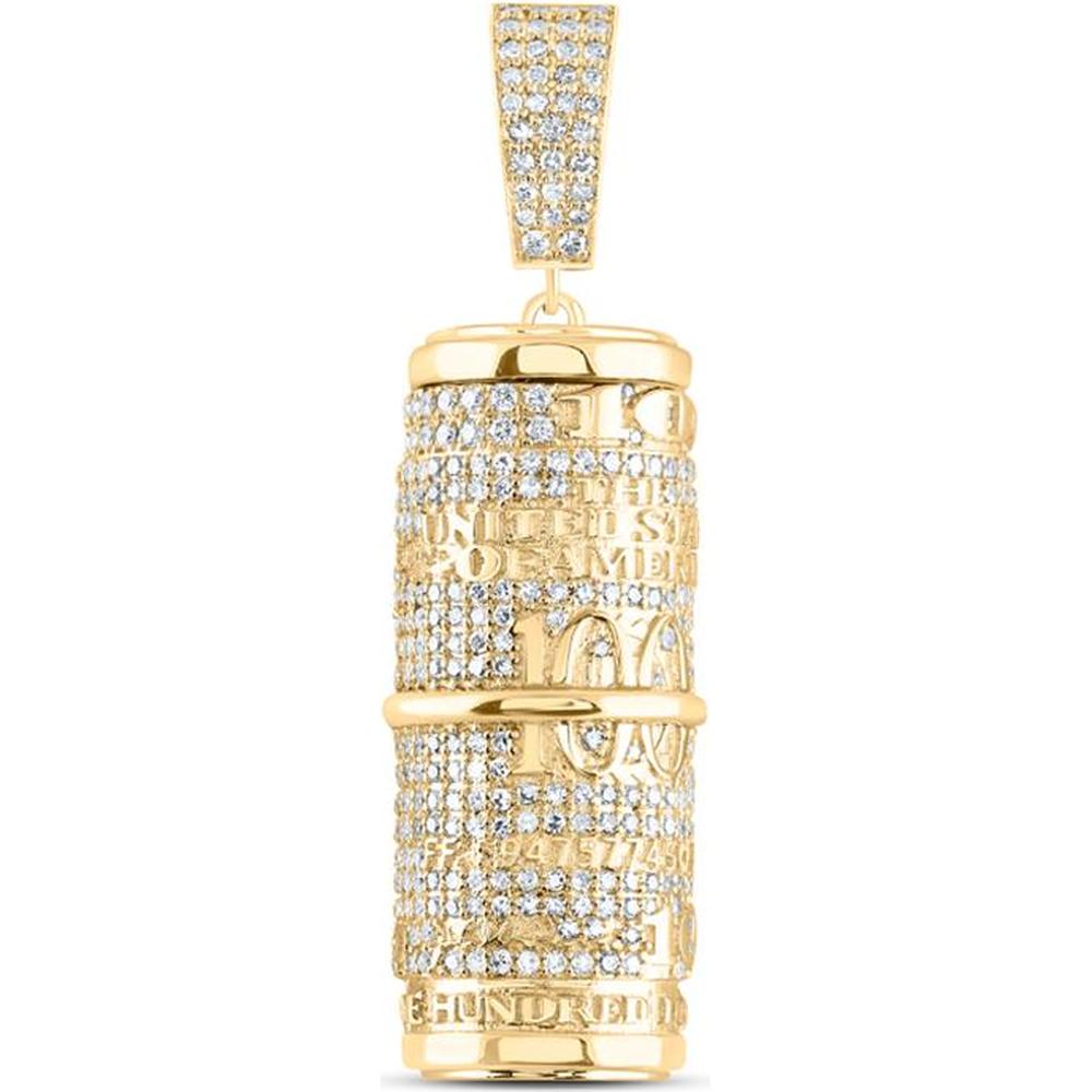 10K Yellow Gold Round Diamond Memorial Urn Pendant - 2 Carat Total Diamond Weight