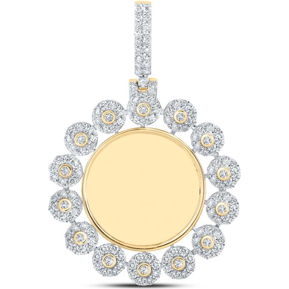 10K Yellow Gold Round Diamond Memory Circle Charm Pendant - 2.42 Carat Total Diamond Weight
