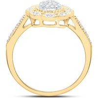 10K Yellow Gold Round Diamond Milgrain Cable Cluster Ring - 1/8 Carat Total Diamond Weight
