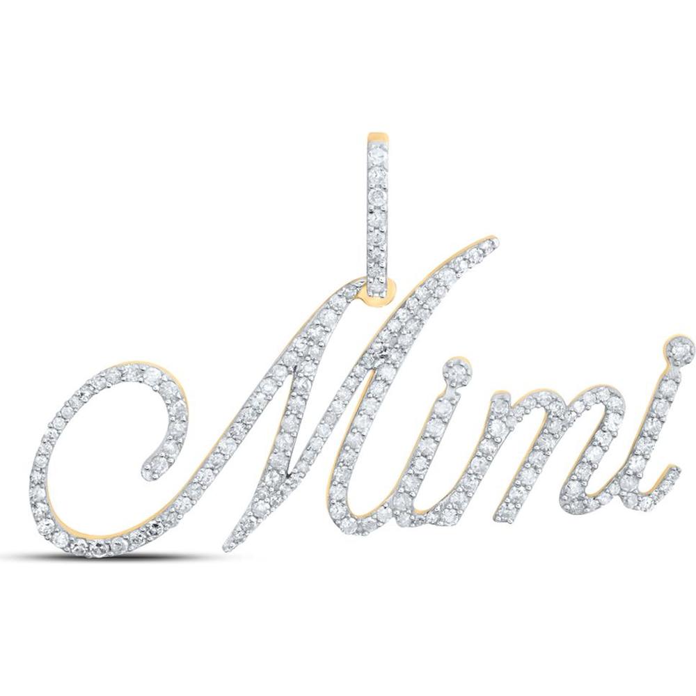 10K Yellow Gold Round Diamond Mimi Name Pendant - 3/4 Carat Total Diamond Weight