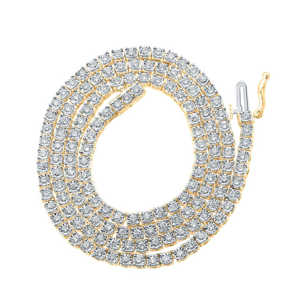 10K Yellow Gold Round Diamond Necklace - 2 and 3/4 Carat Total Diamond Weight