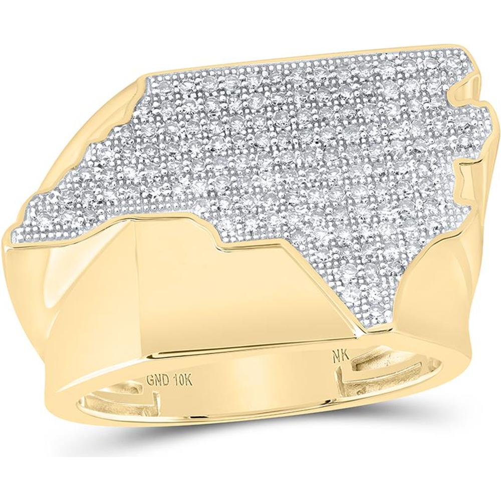 10K Yellow Gold Round Diamond North Carolina State Band Ring - 3/4 Carat Total Diamond Weight