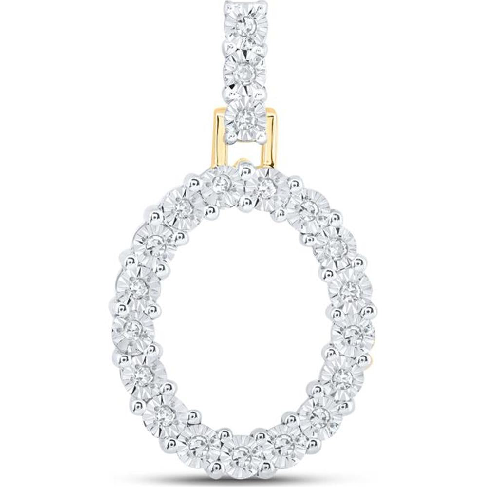 10K Yellow Gold Round Diamond "O" Initial Letter Pendant - 1/10 Carat Total Diamond Weight