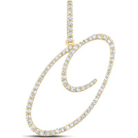 10K Yellow Gold Round Diamond O Initial Letter Pendant - 3/8 Carat Total Diamond Weight