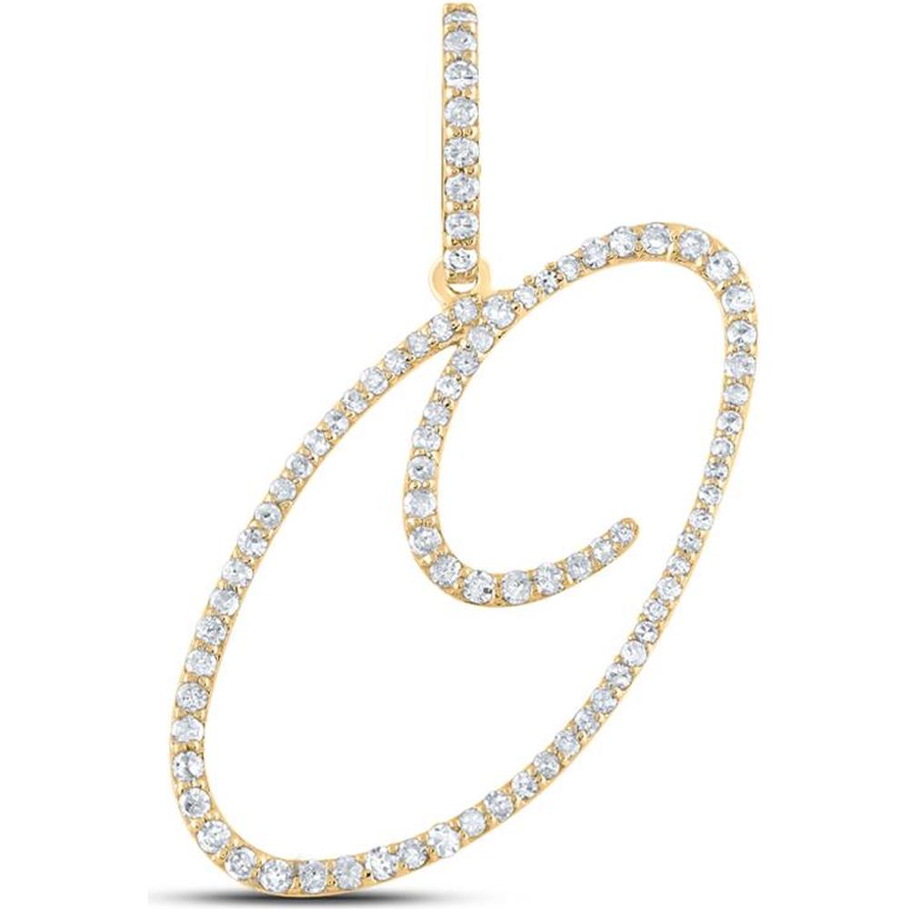10K Yellow Gold Round Diamond O Initial Letter Pendant - 3/8 Carat Total Diamond Weight