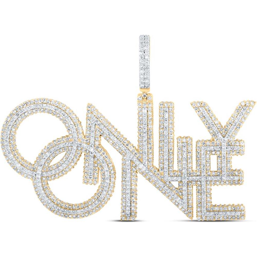 10K Yellow Gold Round Diamond Only One Charm Pendant - 4.37 Carat Total Diamond Weight