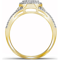 10K Yellow Gold Round Diamond Oval Cluster Twist Ring with 1/2 Carat Total Diamond Weight