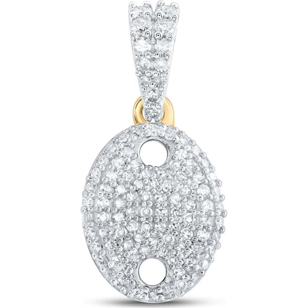 10K Yellow Gold Round Diamond Oval Pendant - 1/3 Carat Total Diamond Weight
