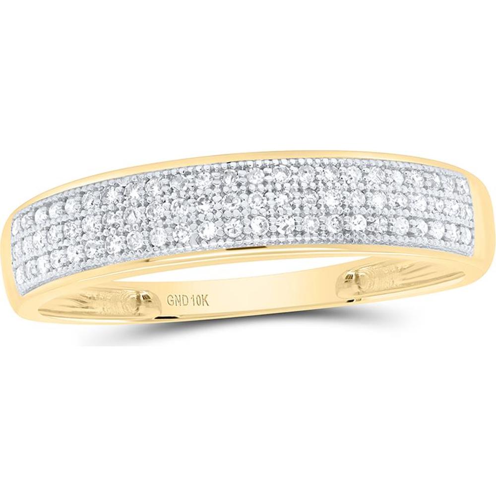 10K Yellow Gold Round Diamond Pave Band Ring - 0.20 Carat Total Diamond Weight