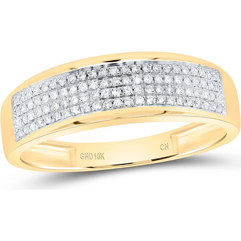 10K Yellow Gold Round Diamond Pave Band Ring - 1/4 Carat Total Diamond Weight