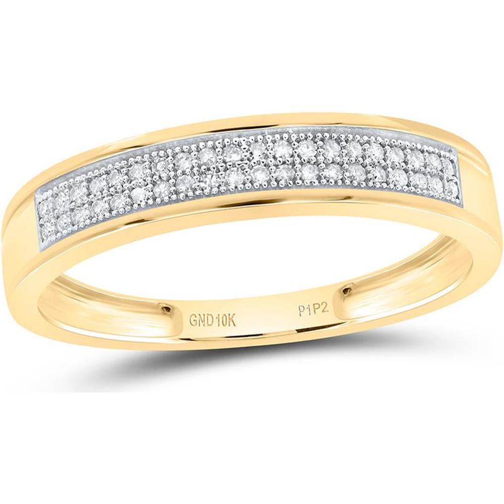 10K Yellow Gold Round Diamond Pave Band Ring - 1/8 Carat Total Diamond Weight