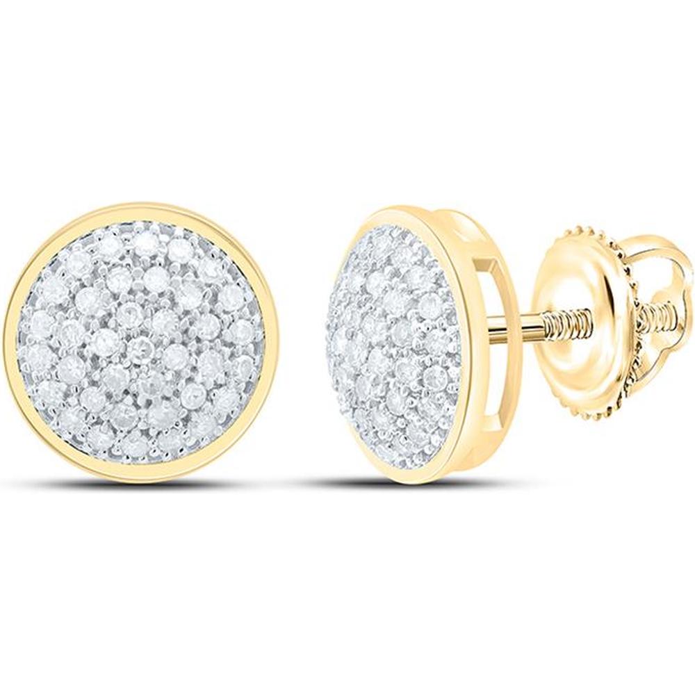 10K Yellow Gold Round Diamond Pave Cluster Stud Earrings - 1/5 Carat Total Diamond Weight