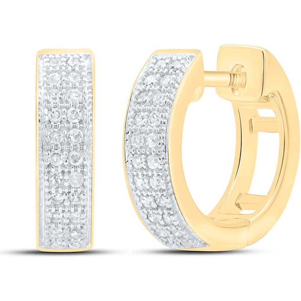 10K Yellow Gold Round Diamond Pave-Set Huggie Earrings - 1/6 Carat Total Diamond Weight