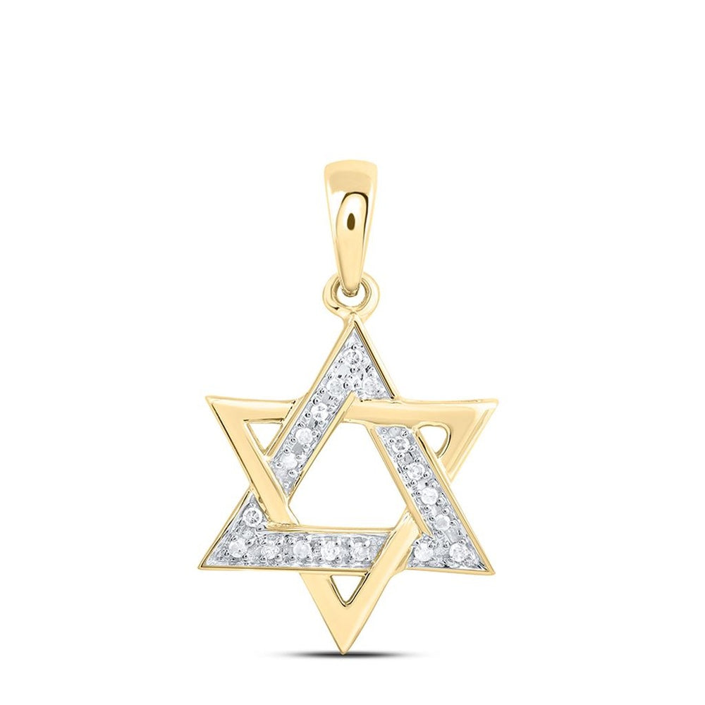 10K Yellow Gold Round Diamond Pendant - 1/10 Carat Total Diamond Weight