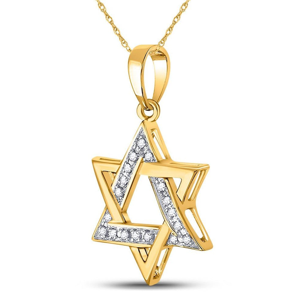 10K Yellow Gold Round Diamond Pendant - 1/10 Carat Total Diamond Weight