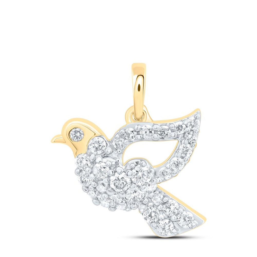 10K Yellow Gold Round Diamond Pendant - 1/3 Carat Total Diamond Weight