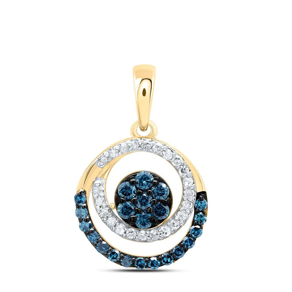 10K Yellow Gold Round Diamond Pendant - 1/3 Carat Total Diamond Weight
