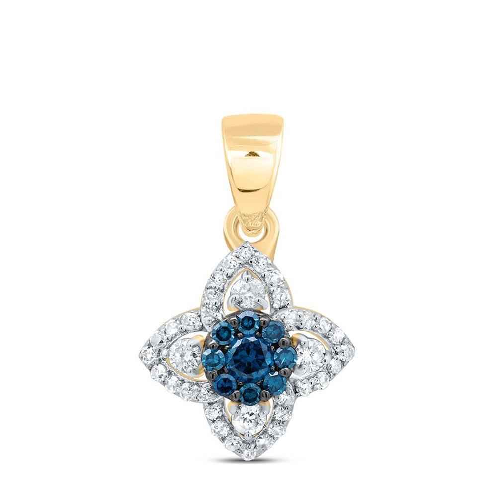 10K Yellow Gold Round Diamond Pendant - 1/4 Carat Total Diamond Weight