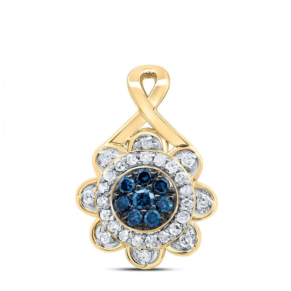 10K Yellow Gold Round Diamond Pendant - 1/5 Carat Total Diamond Weight