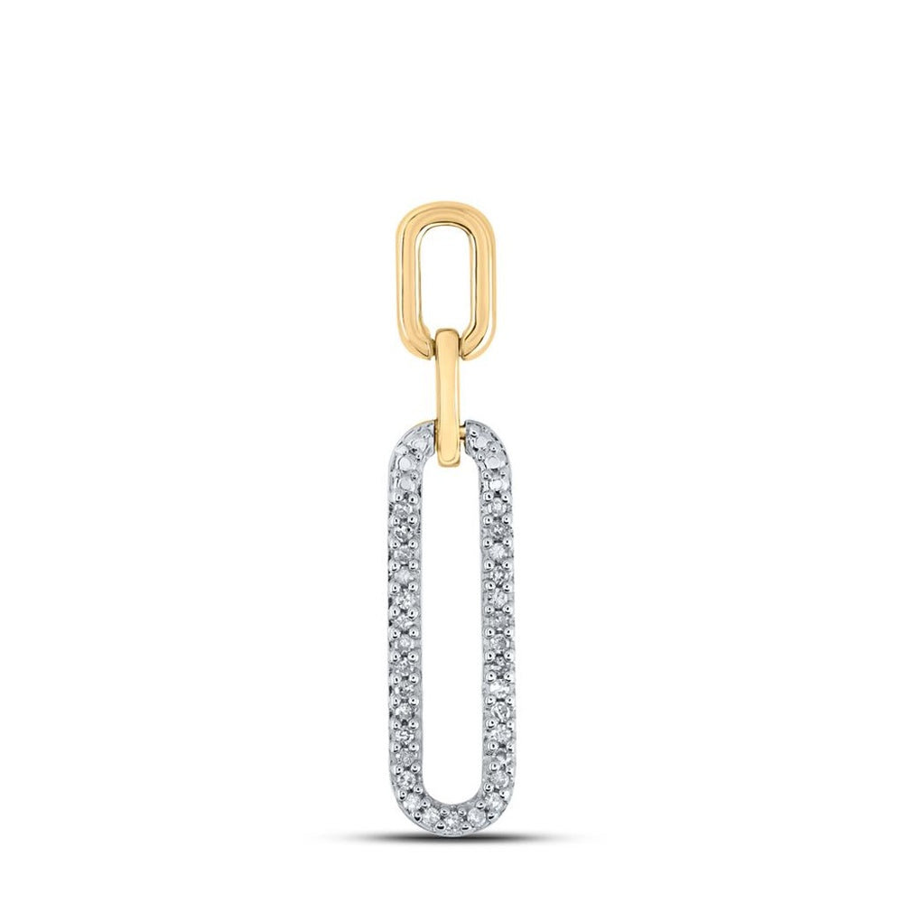 10K Yellow Gold Round Diamond Pendant - 1/8 Carat Total Diamond Weight
