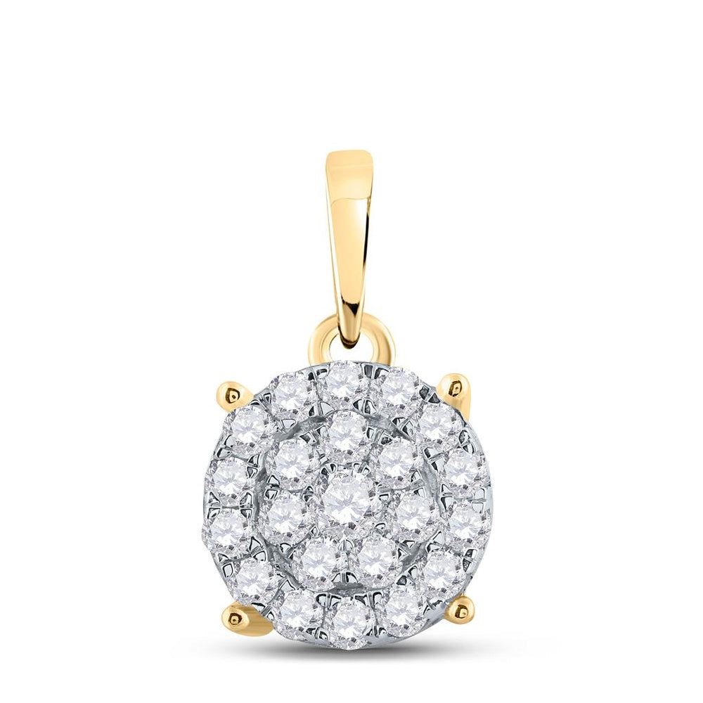 10K Yellow Gold Round Diamond Pendant - 1 and 1/2 Carat Total Diamond Weight