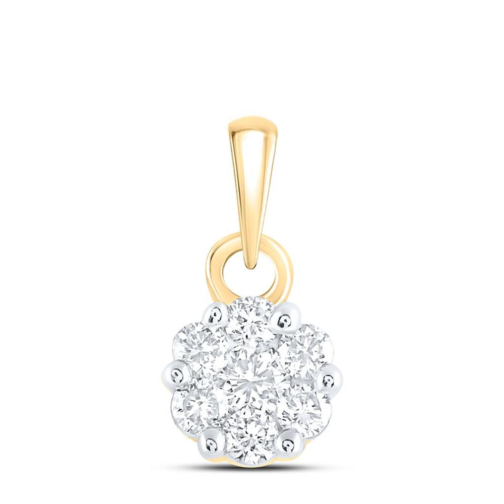10K Yellow Gold Round Diamond Pendant