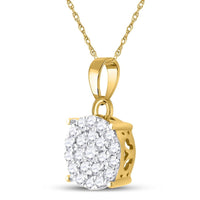 10K Yellow Gold Round Diamond Pendant - 3/4 Carat Total Diamond Weight